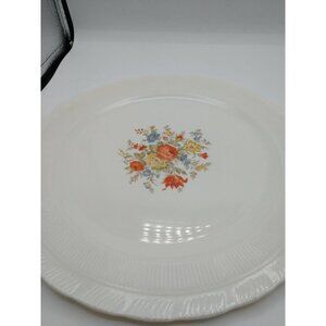 MacBeth Evans Depression Vintage Floral Cremax-Oxford-Bouquet Uranium Glass Plat